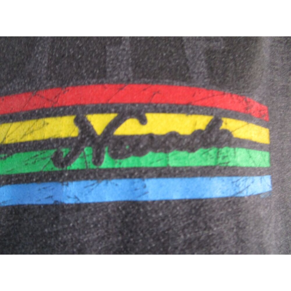 Rainbow Stripe Vintage Vegas Charcoal T Shirt Unisex Small Distressed GUC - Picture 7 of 12